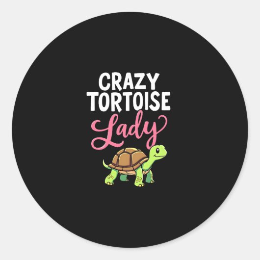 Crazy Tortoise Lady Tortoises Mom Women Turtle (3) ラウンドシール (正面)