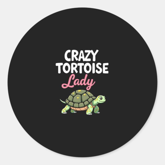 Crazy Tortoise Lady Tortoises Mom Women Turtle (4) ラウンドシール (正面)