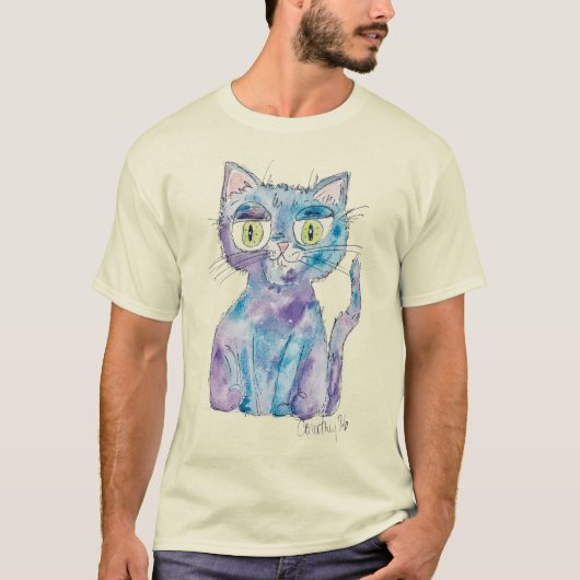 Crazy watercolor cat tシャツ (正面)