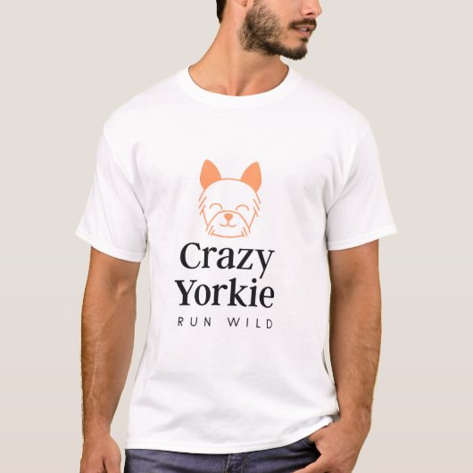 Crazy Yorkie Men's Basic T-Shirt Tシャツ (正面)