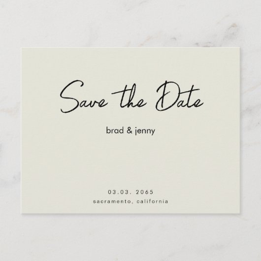 Cream日付の保存招待状はがき インビテーションポストカード (正面)