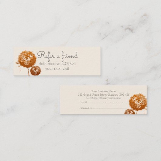 Cream紹介エレガントカードのフローラ スキニー名刺 (正面/裏面)