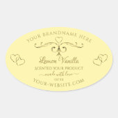 Cream製品モダンラベルの華美金ゴールドハート 楕円形シール (正面)