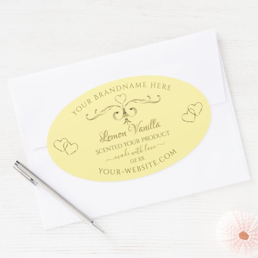 Cream製品モダンラベルの華美金ゴールドハート 楕円形シール (封筒)