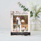 Cream 素朴 Barn Woodの結婚写真Save the Date (スタンド正面)