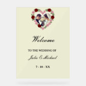 Cream Acrylic Wedding Welcome Sign - Floral Heart アクリルサイン (正面)