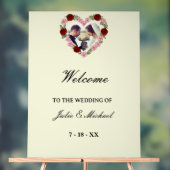 Cream Acrylic Wedding Welcome Sign - Floral Heart アクリルサイン (ニュートラル)
