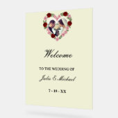 Cream Acrylic Wedding Welcome Sign - Floral Heart アクリルサイン (傾斜)