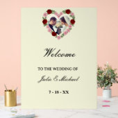 Cream Acrylic Wedding Welcome Sign - Floral Heart アクリルサイン (ウェディング)