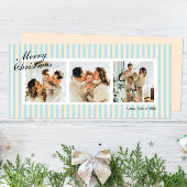 Cream and Blue Chic Vertical Stripes 3 Photo