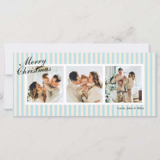 Cream and Blue Chic Vertical Stripes 3 Photo (正面)