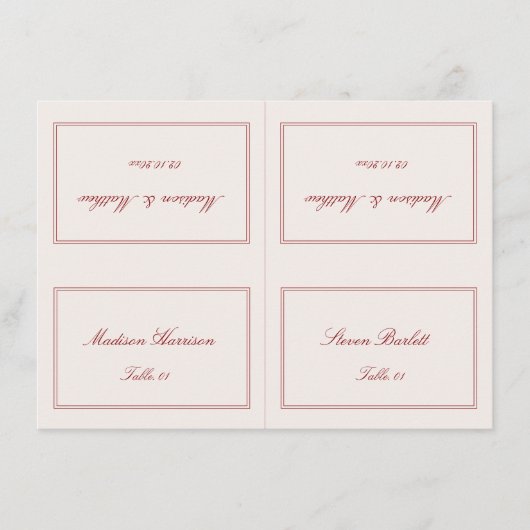 Cream and Burgundy Wedding Place Card DIY 招待状 (正面)