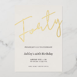 Cream and Gold 40th Birthday Celebration 箔招待状