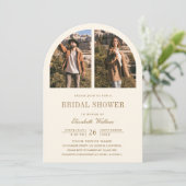 Cream and Gold Arch Photo QR Code Bridal Shower 招待状 (スタンド正面)