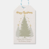 Cream and Gold Christmas Tree and Stars ギフトタグ (正面)