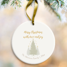 Cream and Gold Christmas Tree and Stars セラミックオーナメント