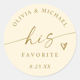 Cream and Gold His Favorite Wedding Treat Bag ラウンドシール