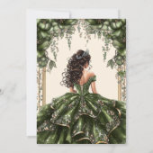 Cream and Green Golden Tiara Floral  Quinceañera 招待状 (裏面)