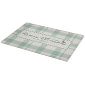 Cream and Green Plaid Merry Christmas Script カッティングボード (角)