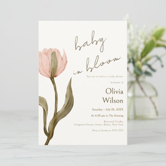 Cream and Pink Watercolor 招待状 (スタンド正面)