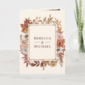 Cream and Terracotta Floral QR Code Wedding 招待状 (正面)