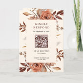 Cream and Terracotta Floral QR Code Wedding 招待状 (裏面)
