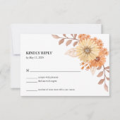Cream Apricot Floral Wedding RSVP Card (正面)