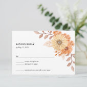 Cream Apricot Floral Wedding RSVP Card (スタンド正面)