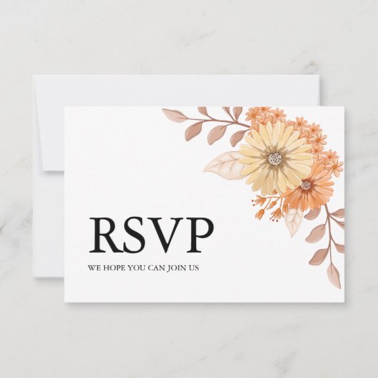 Cream Apricot Floral Wedding RSVP Card (裏面)