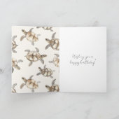 Cream Beach Sea Turtles Birthday カード (内部)