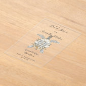 Cream Beach Sea Turtles Bridal Shower アクリル招待状 (レイダウン)