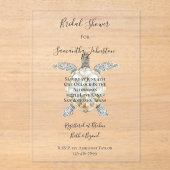 Cream Beach Sea Turtles Bridal Shower アクリル招待状 (正面)