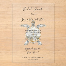 Cream Beach Sea Turtles Bridal Shower アクリル招待状