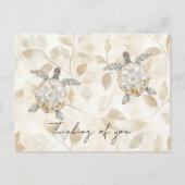 Cream Beach Sea Turtles Thinking of you ポストカード (正面)