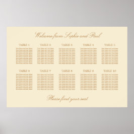 Cream Beige 10 Table 結婚's Seat Chartポスター ポスター