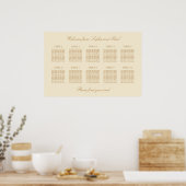 Cream Beige 10 Table 結婚's Seat Chartポスター ポスター (キッチン)