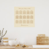 Cream Beige 15 Table 結婚's Seat Chartポスター ポスター (キッチン)