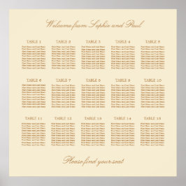 Cream Beige 15 Table 結婚's Seat Chartポスター ポスター