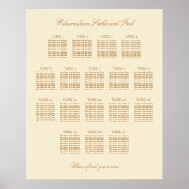 Cream Beige 17 Table 結婚's Seat Chartポスター ポスター