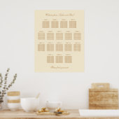 Cream Beige 17 Table 結婚's Seat Chartポスター ポスター (キッチン)