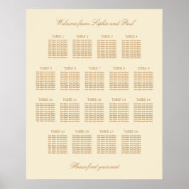 Cream Beige 18 Table 結婚's Seat Chartポスター ポスター