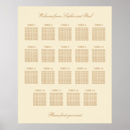 Cream Beige 19 Table 結婚's Seat Chartポスター ポスター