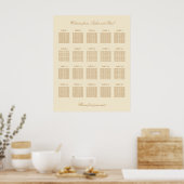 Cream Beige 20 Table 結婚's Seat Chartポスター ポスター (キッチン)
