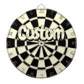 Cream Beige And Black Customizable Text ダーツボード (正面)