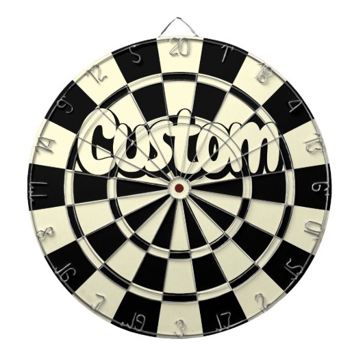 Cream Beige And Black Customizable Text ダーツボード (正面)