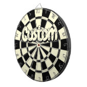 Cream Beige And Black Customizable Text ダーツボード (正面右)