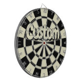 Cream Beige And Black Customizable Text ダーツボード (正面左)