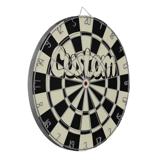 Cream Beige And Black Customizable Text ダーツボード (正面左)