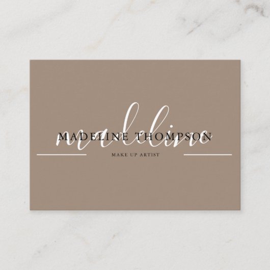 Cream Beige and Brown Calligraphy Script QR code 名刺 (正面)