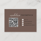 Cream Beige and Brown Calligraphy Script QR code 名刺 (裏面)